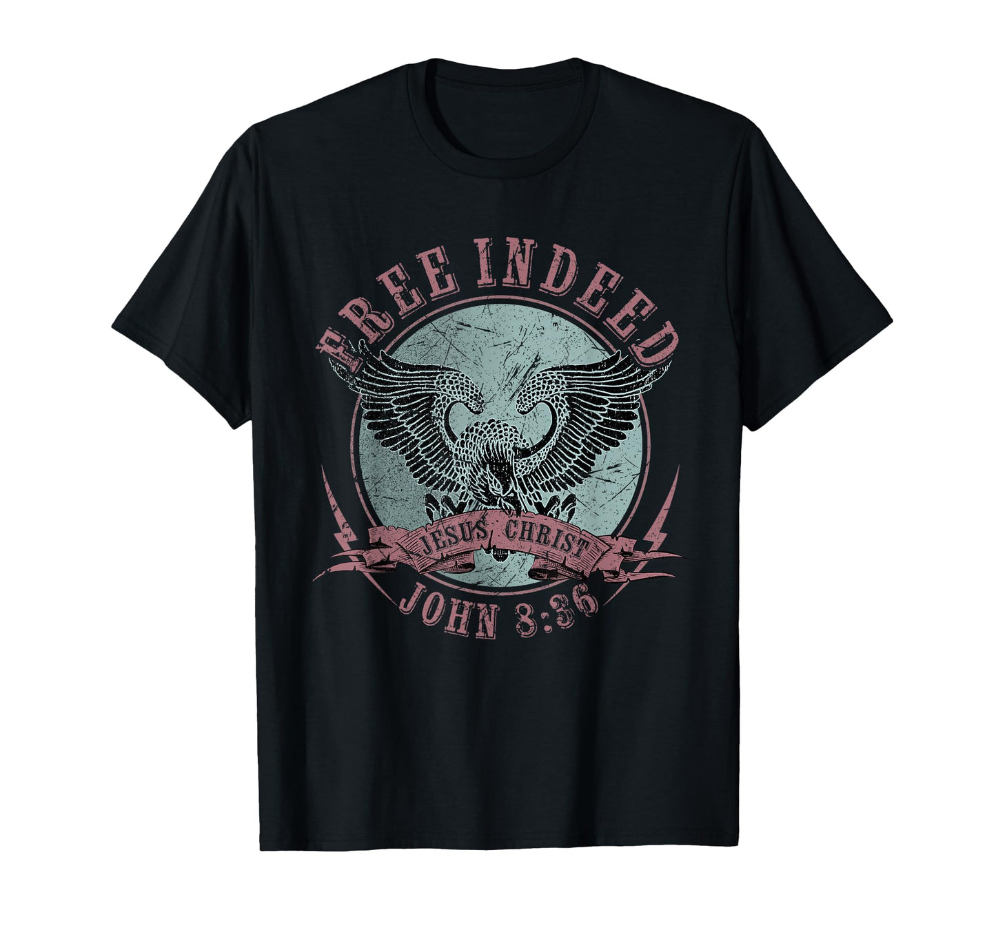 Free Indeed Faith Based Christian, John 8:36 Bible Verse Tee T-Shirt