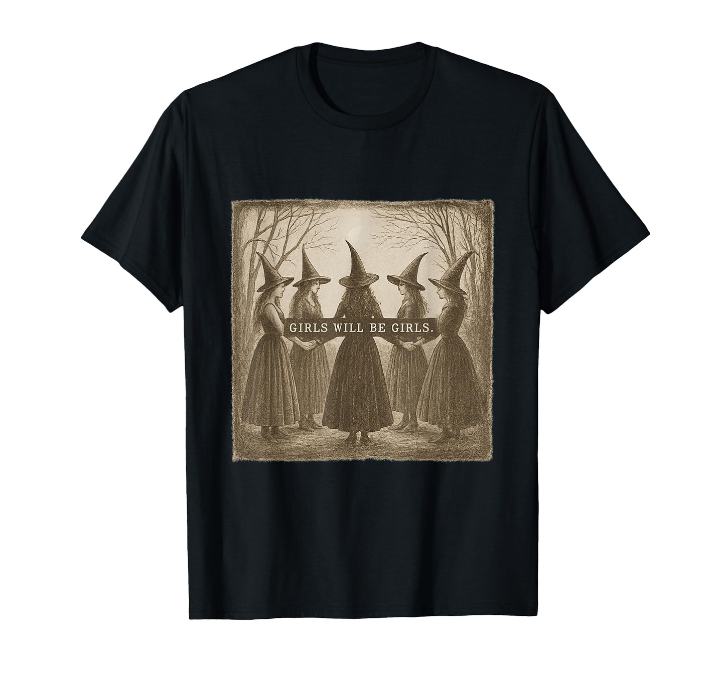 Girls Shall Girls Witch Coven Vintage Art T-Shirt