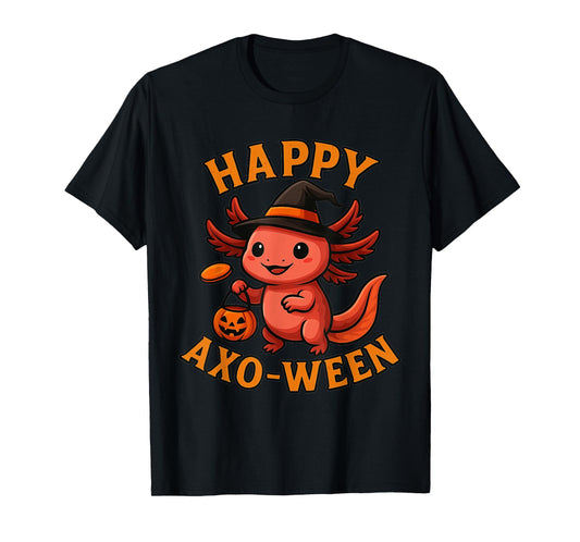 Cute Spooky Halloween Axolotl Witch Happy AXO-ween T-Shirt