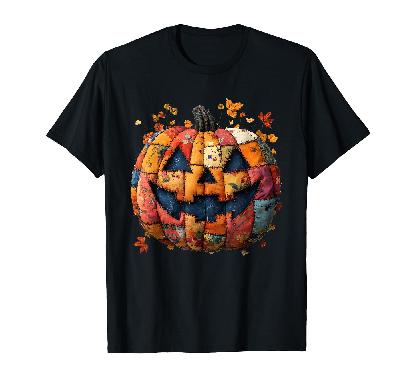 Patchwork Pumpkin Cute Rustic Fall Autumn Design T-Shirt