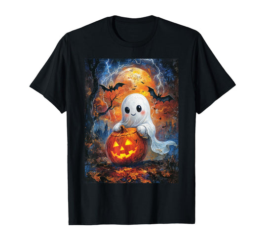 Halloween Pumpkin Design Girls Boys Kids Ghost Halloween T-Shirt