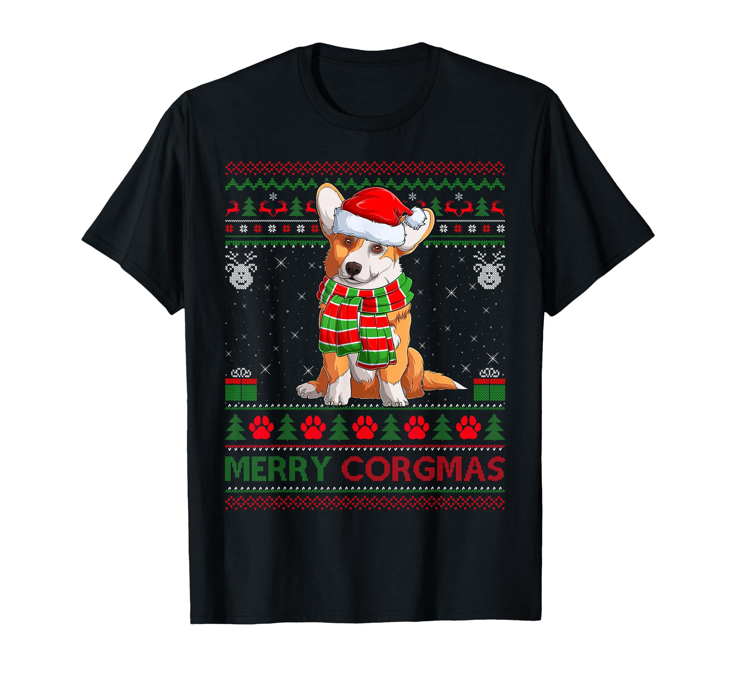 Corgi Dog Ugly Christmas Sweaters Dog Lover Merry Corgmas T-Shirt