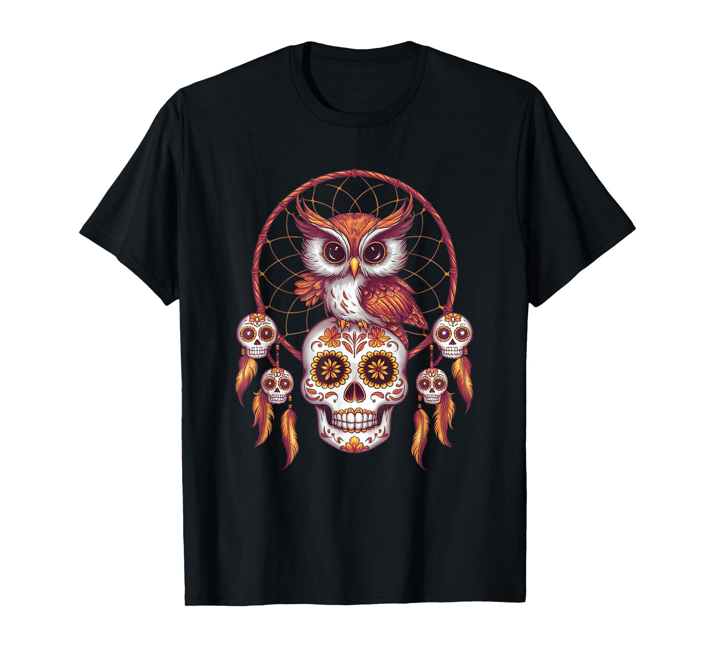 Sugar Skull Owl Day of Dead Halloween Dia De Muertos T-Shirt