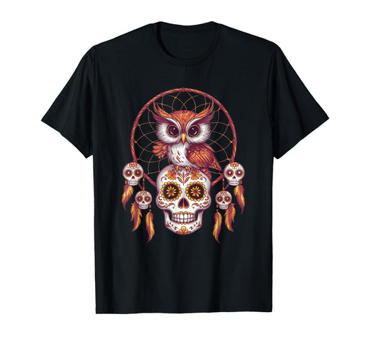 Sugar Skull Owl Day of Dead Halloween Dia De Muertos T-Shirt