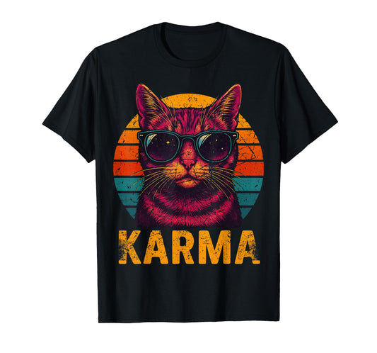 Vintage Cat Music Gifts For Teens Girls Kids Women Men Karma T-Shirt