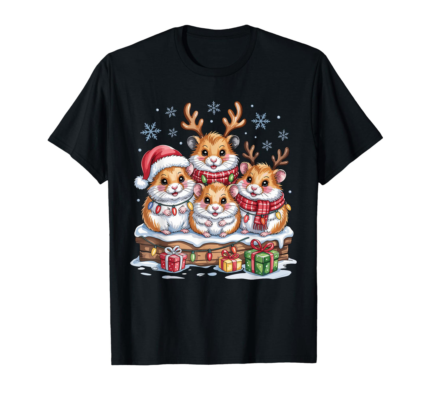 Hamster Christmas Cute Pet Lovers Funny Holiday Pajamas T-Shirt