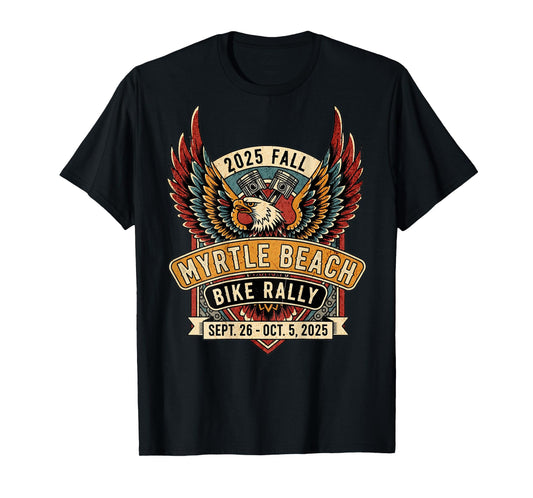 2025 Fall Myrtle Beach Bike Rally with Vintage Art ON Back T-Shirt