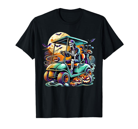 Funny Vintage Halloween Skeleton Golf Cart Golfer Men Women T-Shirt