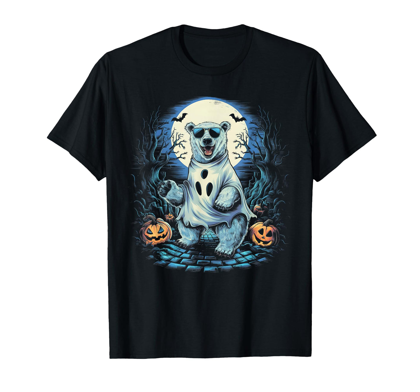 Cute Polar Bear Ghost Spooky Funny Halloween Costume Vintage T-Shirt
