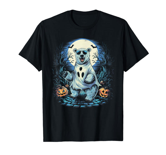 Cute Polar Bear Ghost Spooky Funny Halloween Costume Vintage T-Shirt