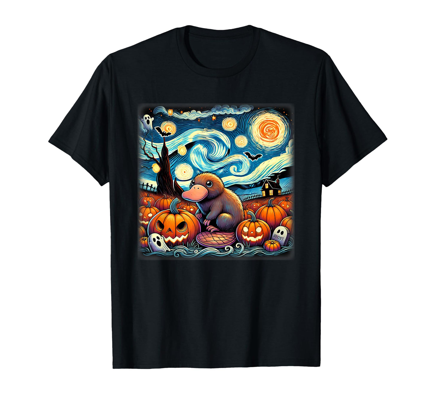 Starry Night Platypus Halloween T-Shirt