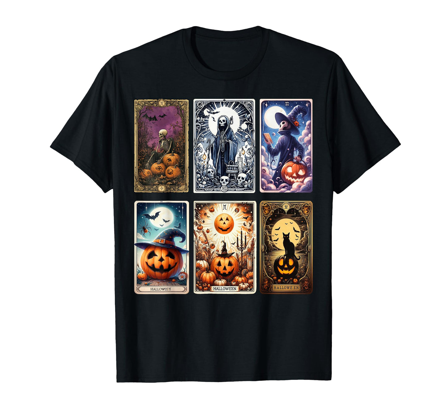 Halloween Tarot Cards Apparel – Spooky Pumpkin Design T-Shirt