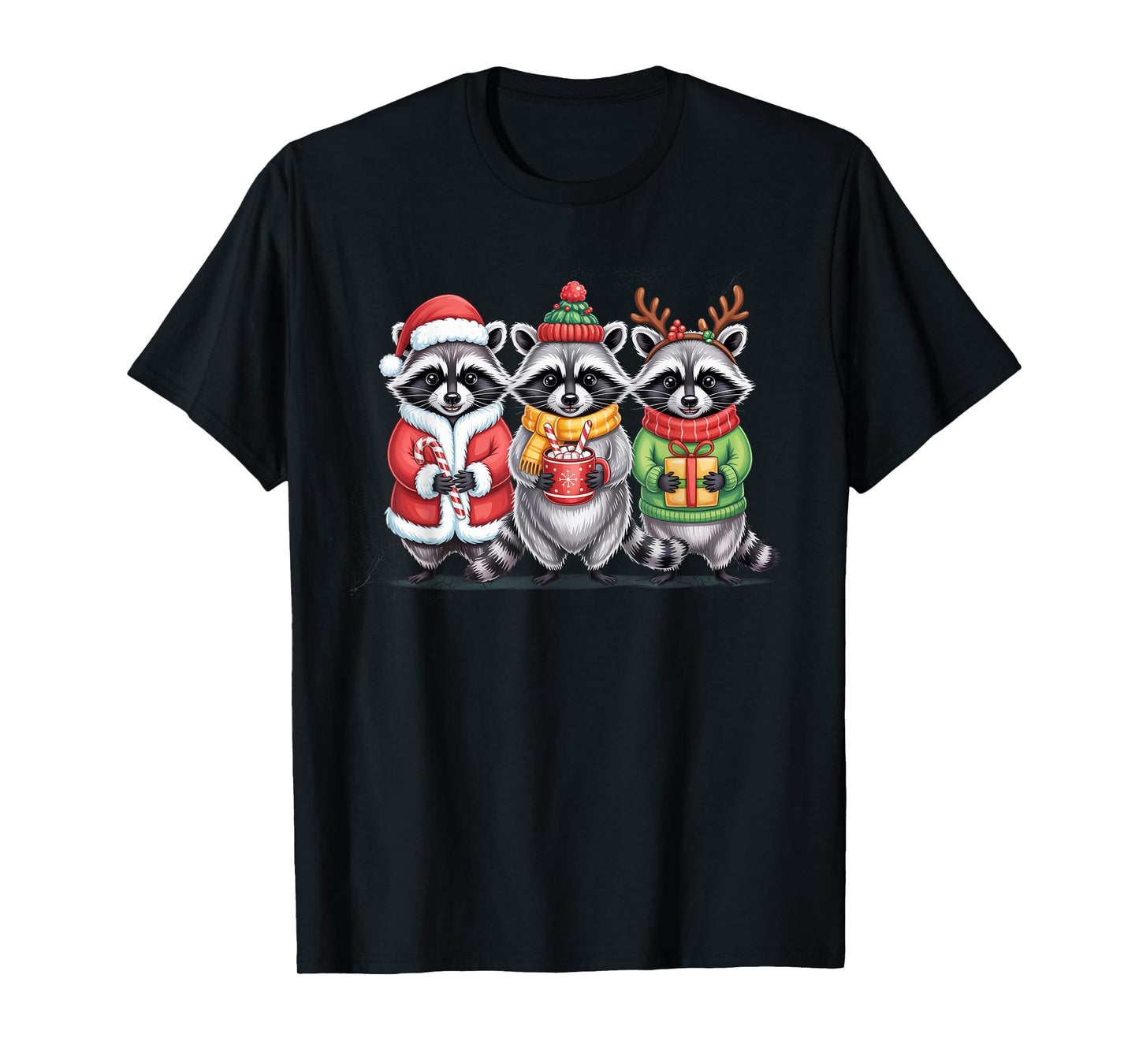 Cute Raccoon Christmas Funny Holiday Santa Claus Animal Gift T-Shirt