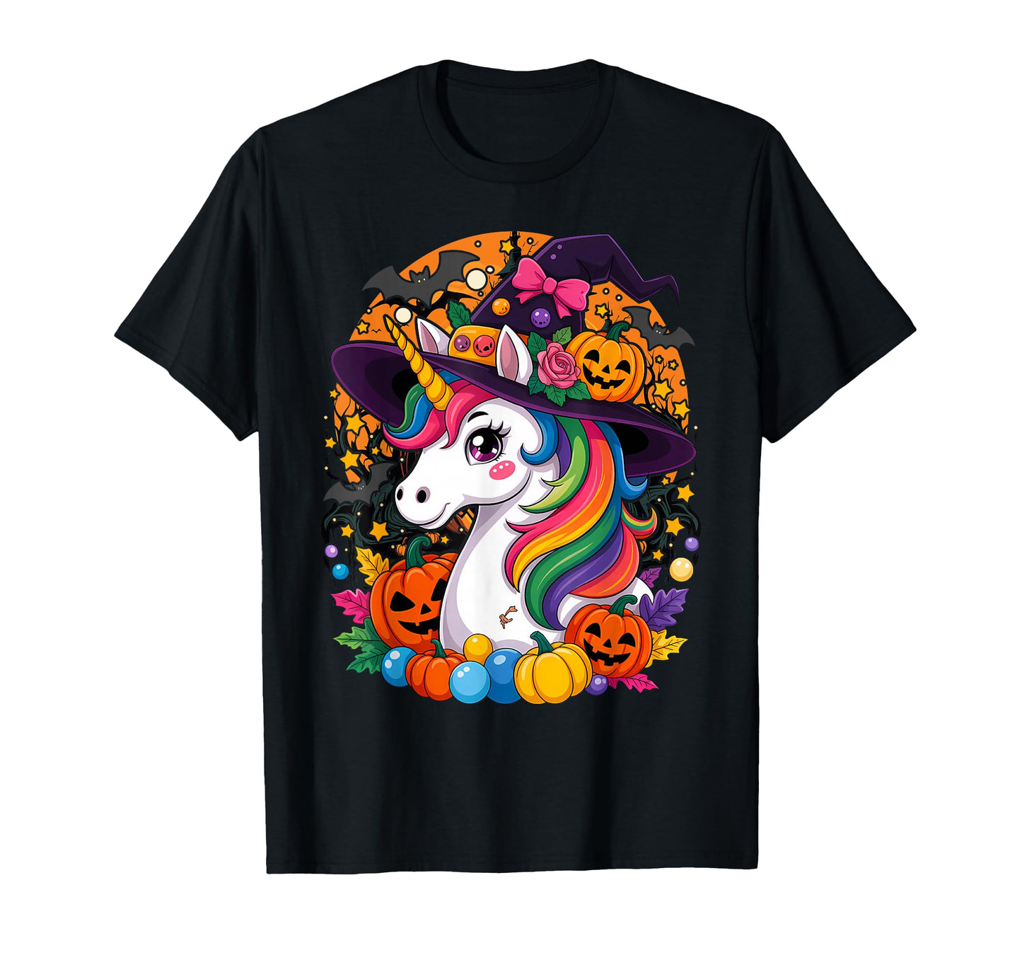 Halloween Unicorn Witch Girl T-Shirt