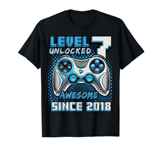 7th Birthday Boy Level 7 Gamer 7 Year Video Game Party T-Shirt