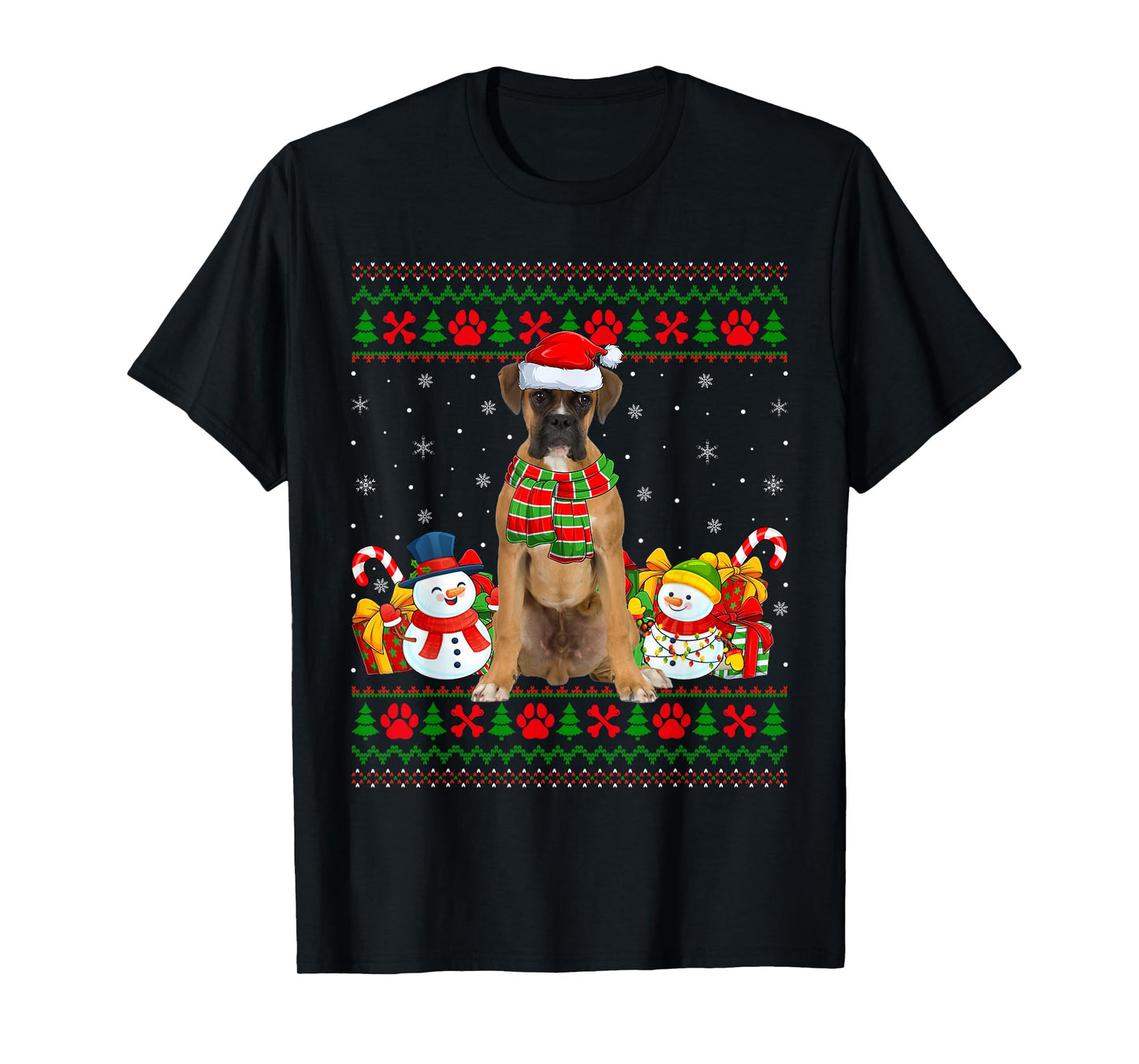 Boxer Dog Ugly Christmas Sweaters Funny Pet Dog Lover Xmas T-Shirt