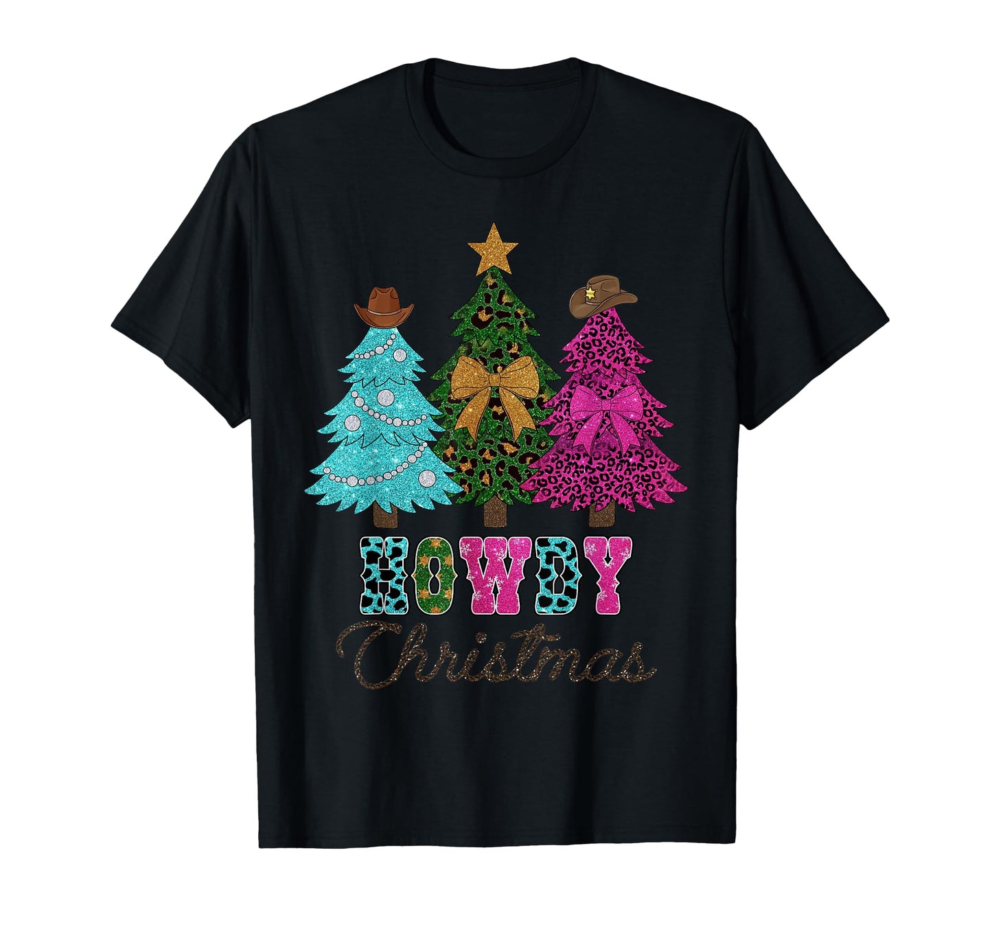 Howdy Christmas Tree Coquette Bow Western Xmas Pjs Cowgirl T-Shirt