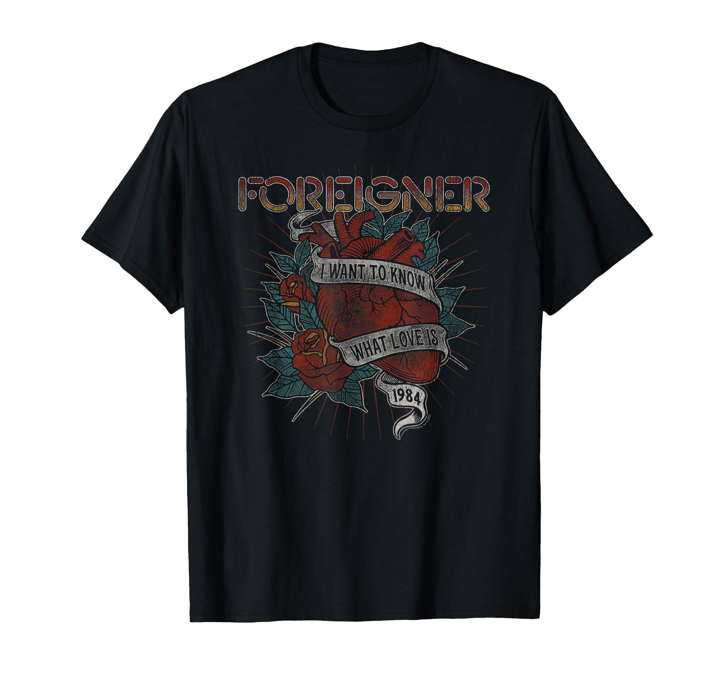 Foreigner I Want To Know What Love Is 1984 Heart Distressed T-Shirt