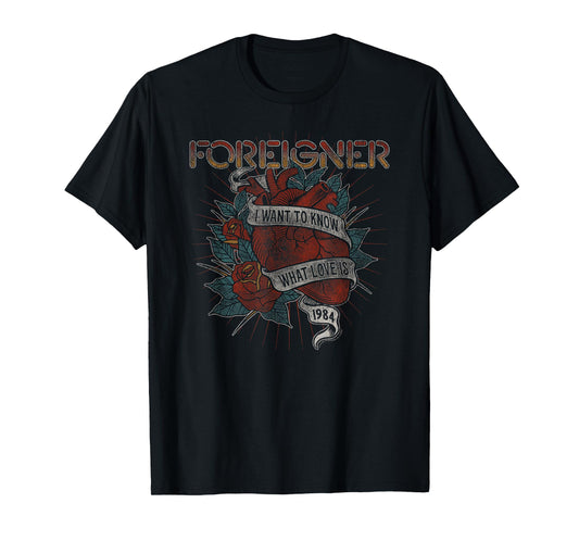 Foreigner I Want To Know What Love Is 1984 Heart Distressed T-Shirt