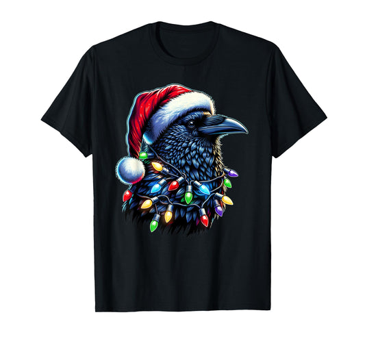 Raven Santa Christmas Tree Lighting Men Women Xmas Funny T-Shirt