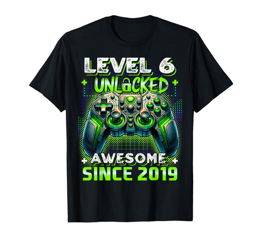 6th Birthday Boy Level 6 Gamer 6 Year Video Game Party T-Shirt