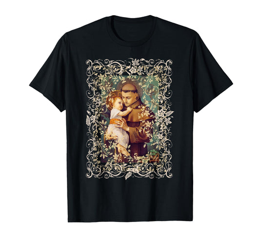 St Anthony of Padua Vintage Catholic Saint Infant Jesus T-Shirt