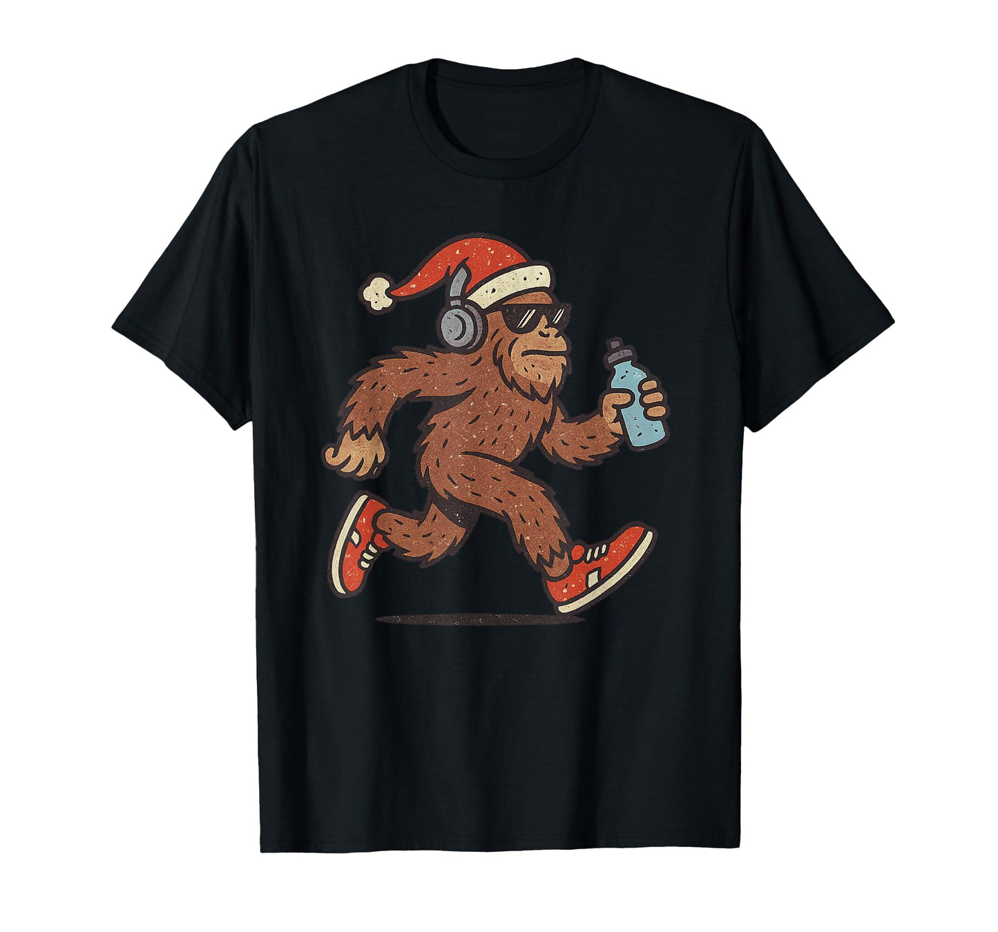 Sasquatch Running Christmas Vintage Funny Runner Xmas T-Shirt