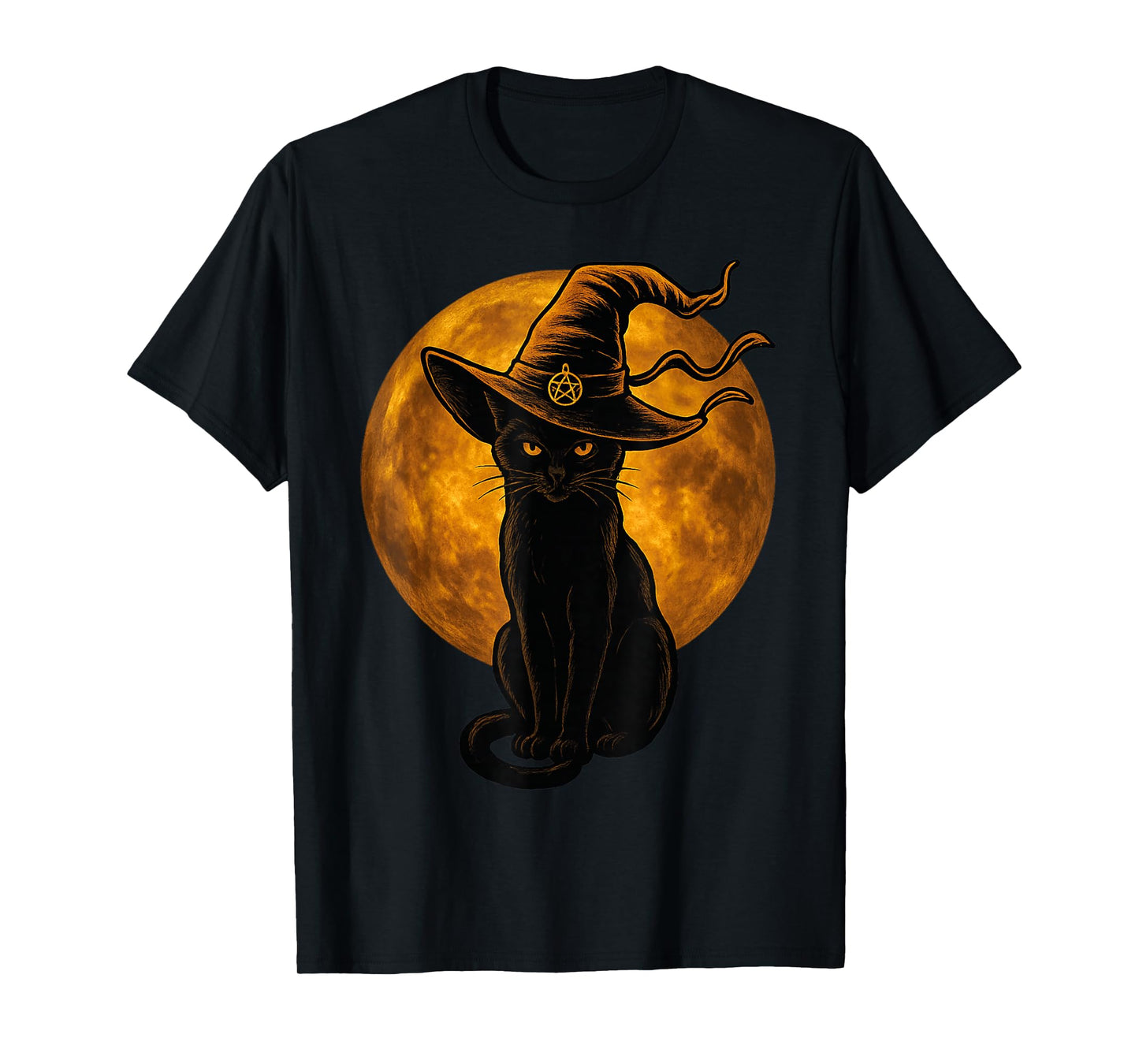 Black Cat Witch Scary Halloween Boo Ghosts T-Shirt