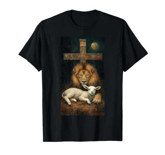 Christianity Lion Lamb Christian art Faith Peace T-Shirt