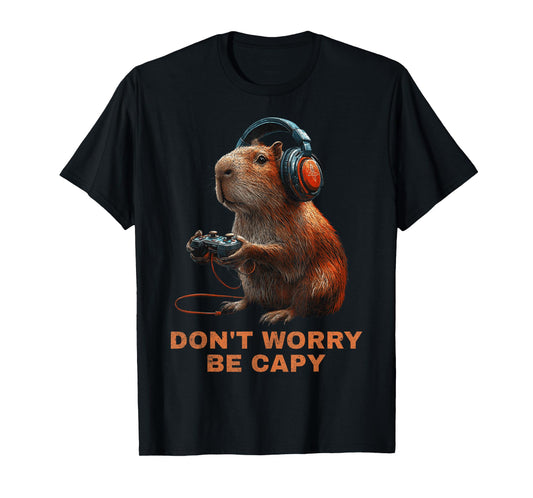 Capybara Don'T Worry Be Capy Video Game Funny Retro Vintage T-Shirt