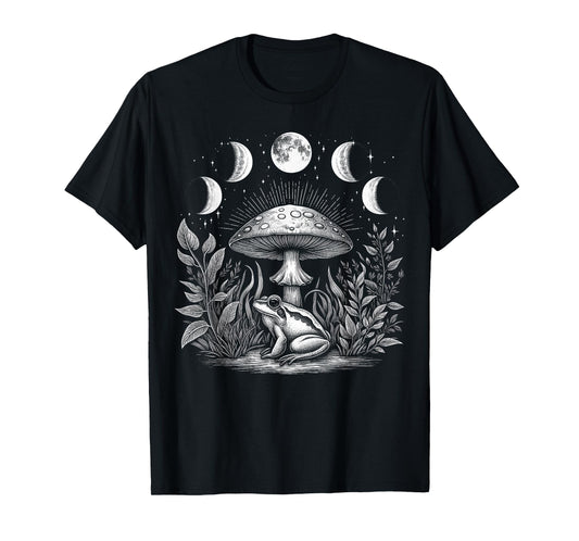 Cute Cottagecore Aesthetic Frog Mushroom Moon Frog T-Shirt