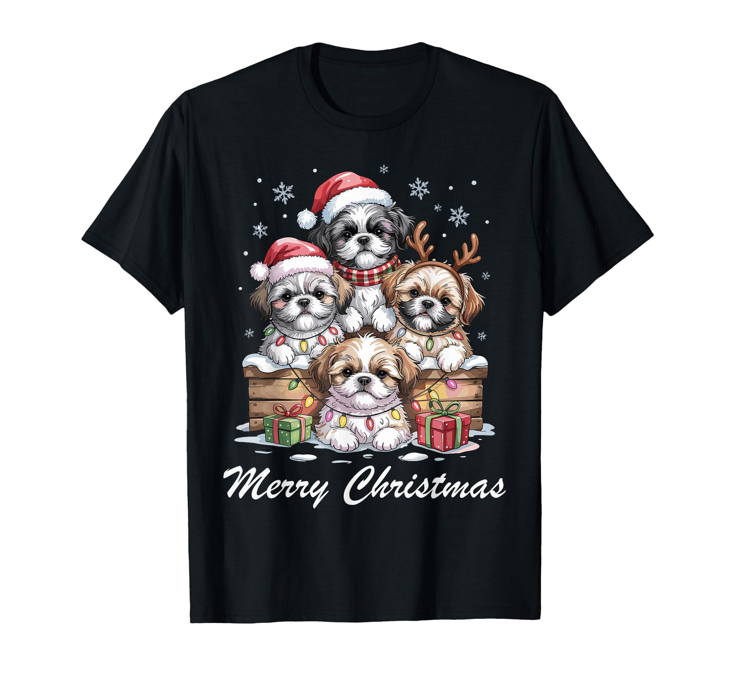 Shih Tzu Merry Christmas Funny Dog Lovers Holiday Pajama T-Shirt