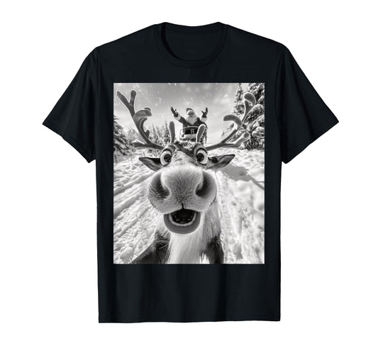 Funny Reindeer Selfie Christmas T-Shirt