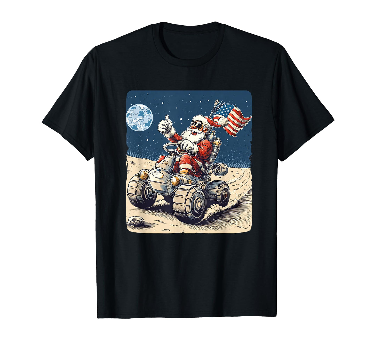 Cool Space Santa Claus Costume for Moon Christmas T-Shirt