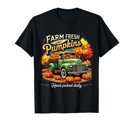 Farm Fresh Pumpkins Vintage Autumn Harvest Truck Fall T-Shirt