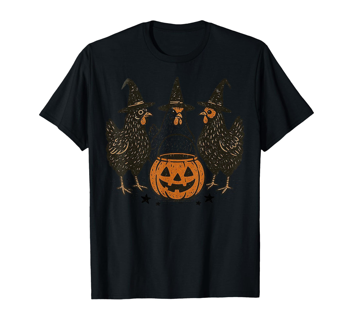 Pumpkin Chicken Halloween Witch Fall Retro Spooky Season T-Shirt