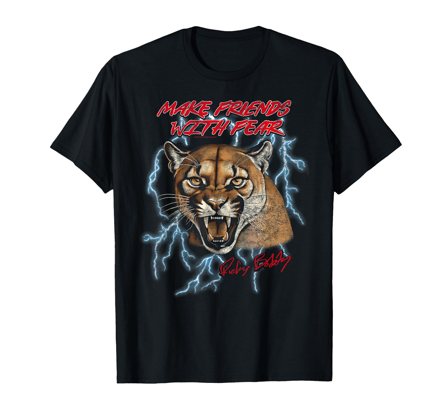 Talladega Nights Make Friends with Fear Cougar Vintage Movie T-Shirt
