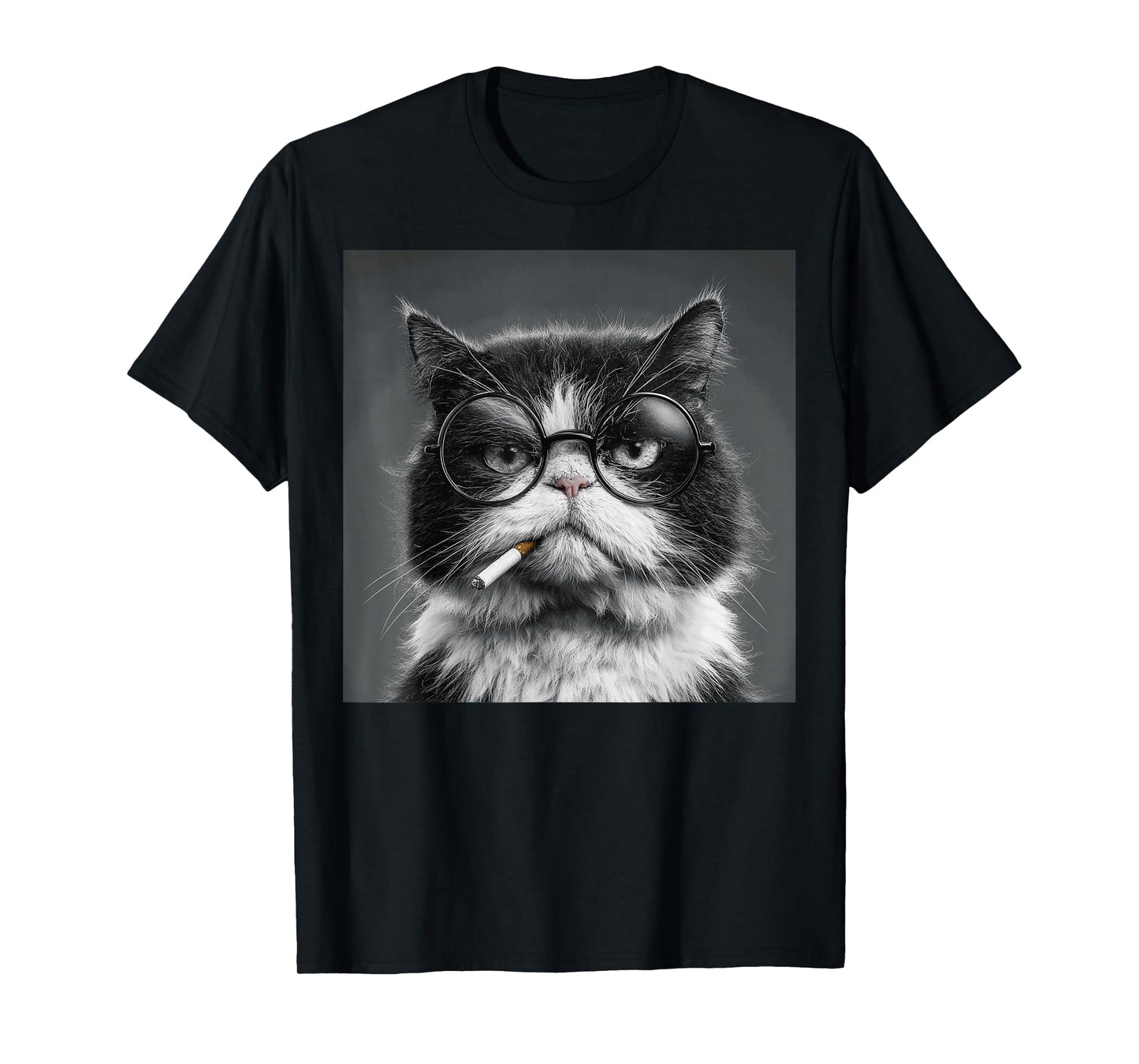 Funny Graphic Cat Smoking Adult Funny T-Shirt