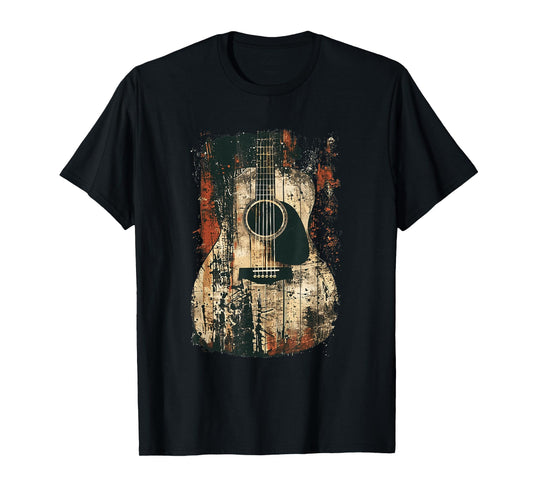 Acoustic Guitar, Vintage, Distressed, Rock & Roll Music T-Shirt