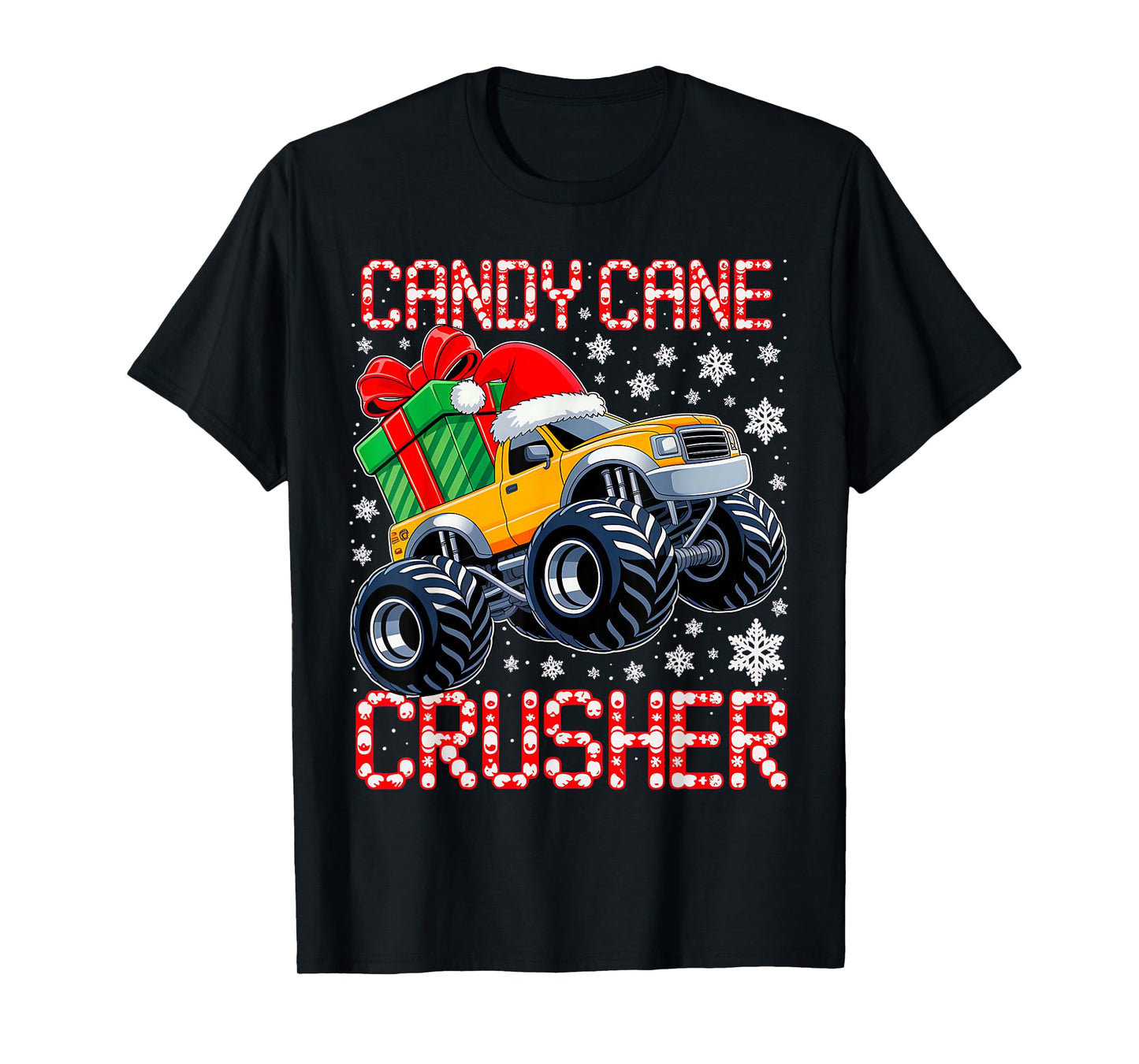 Christmas Candy Cane Crusher Xmas Monster Truck Toddler Boys T-Shirt