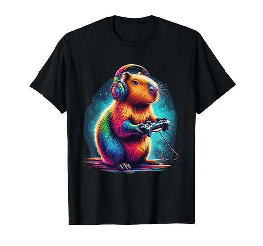 Capybara Gaming Shirt Video Game Colorful Capybara Gamer T-Shirt