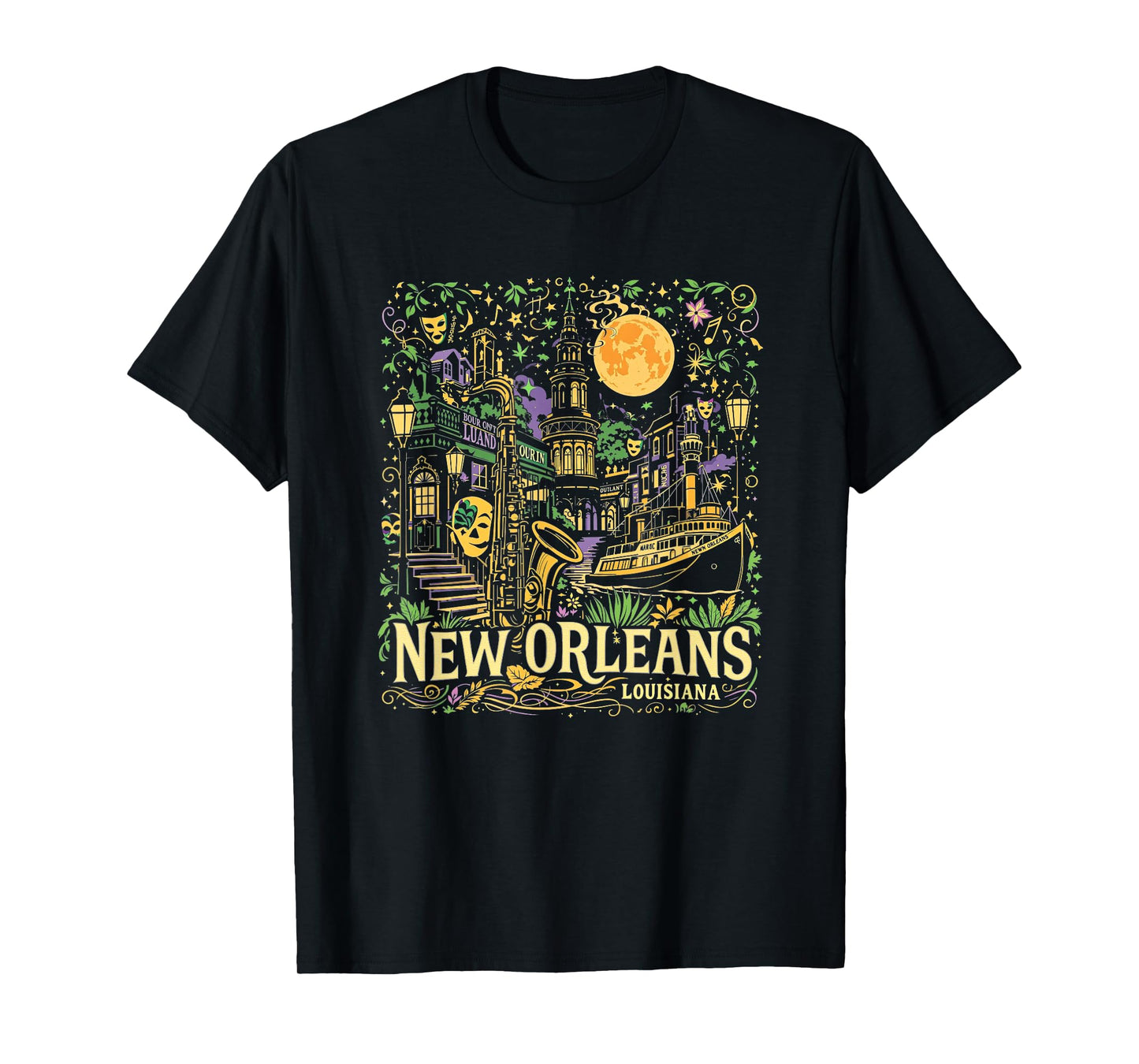 Vintage New Orleans Louisiana Sunset Skyline Cityscape Retro T-Shirt