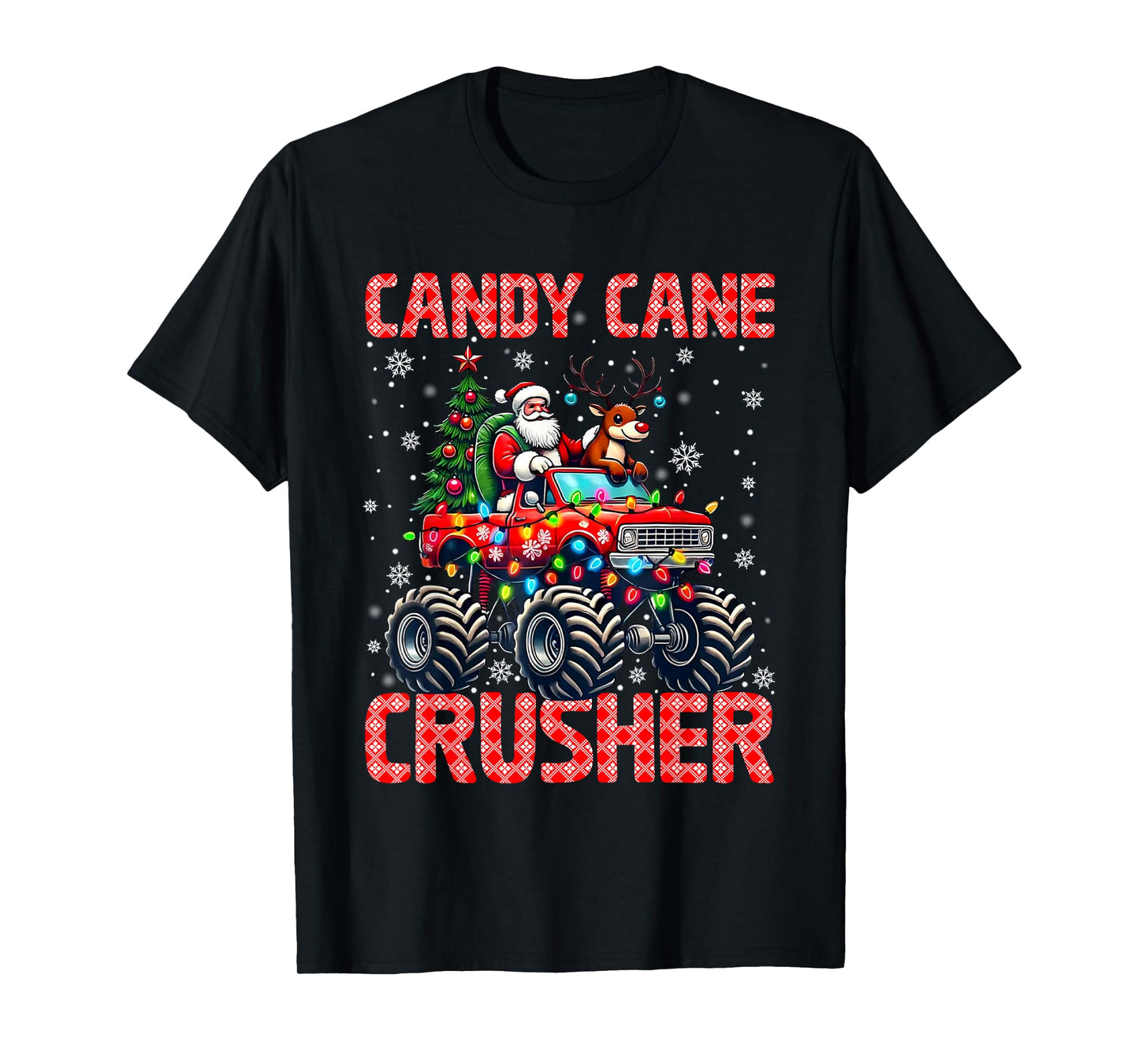 Candy Cane Crusher Christmas Monster Truck Xmas Santa Claus T-Shirt