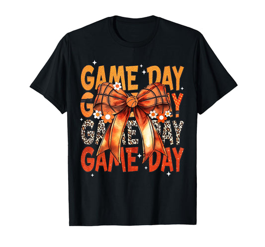 Basketball Bow Game Day Retro Basketball Lovers Girly T-Shirt