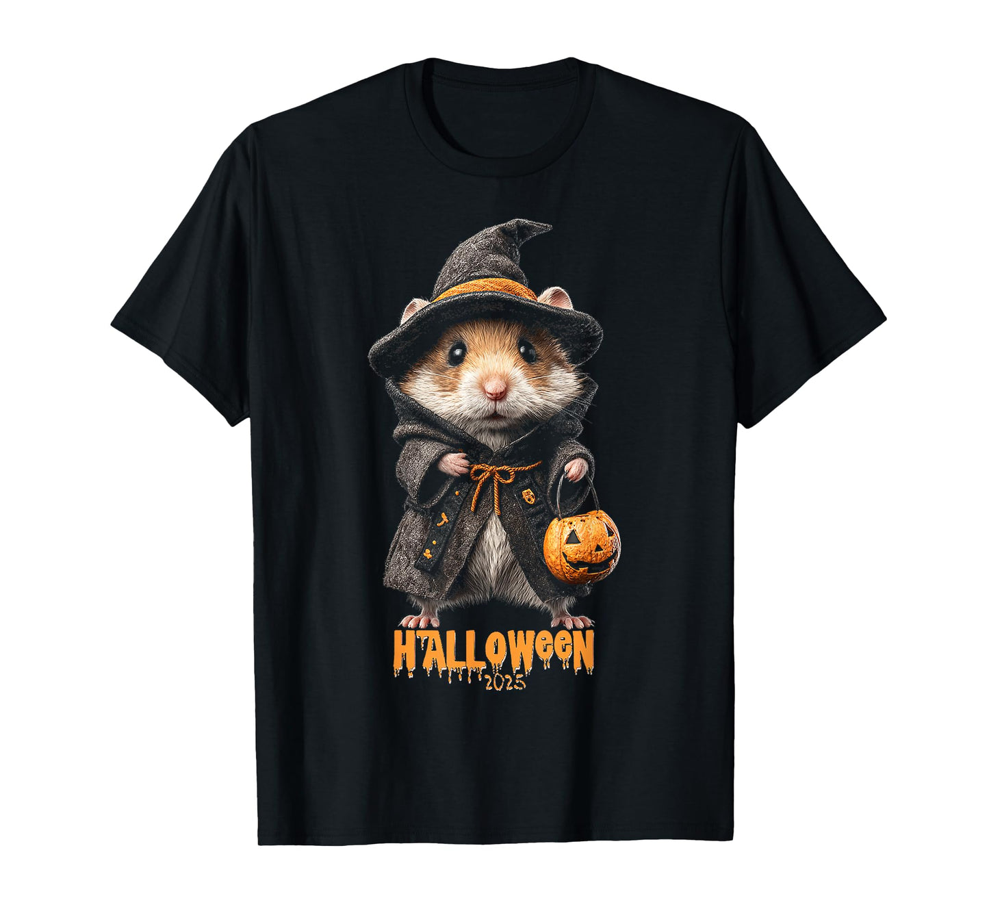 Halloween 2025 Hamster Witch Pumpkin Costume Fun T-Shirt
