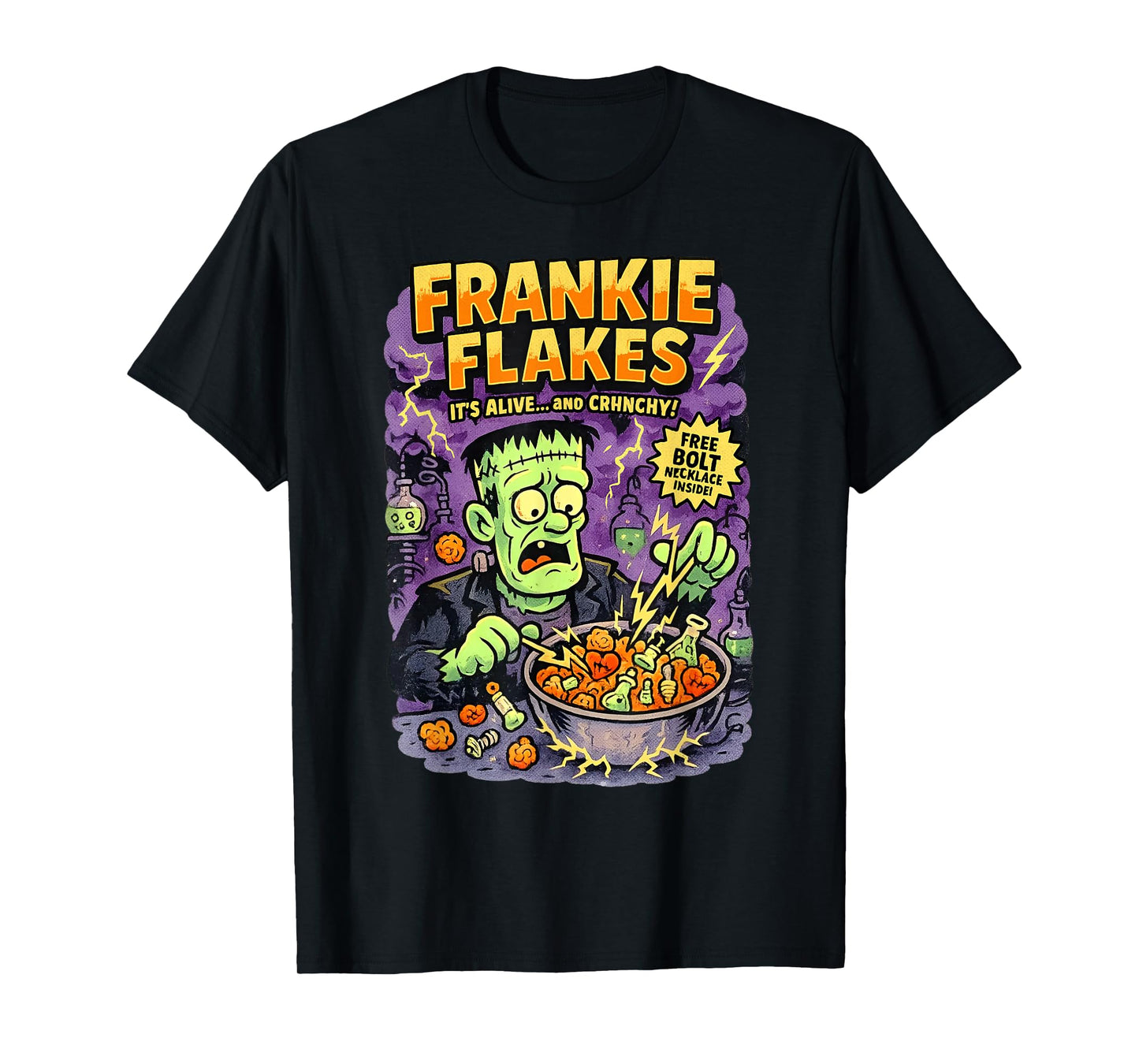 Retro Funny Frankie Flakes Cereal Frankenstein Monster Lover T-Shirt