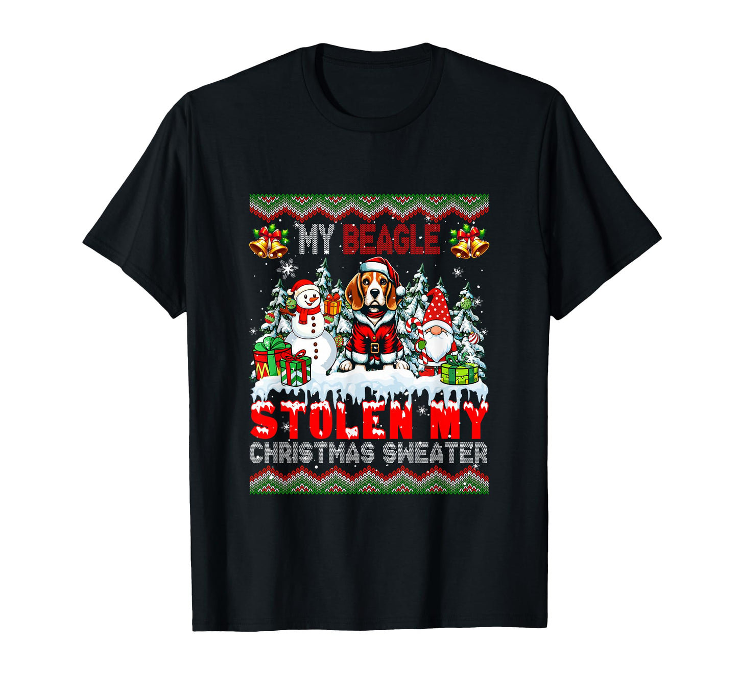 My Beagle Stolen My Christmas Sweater Santa Dog Gnome T-Shirt
