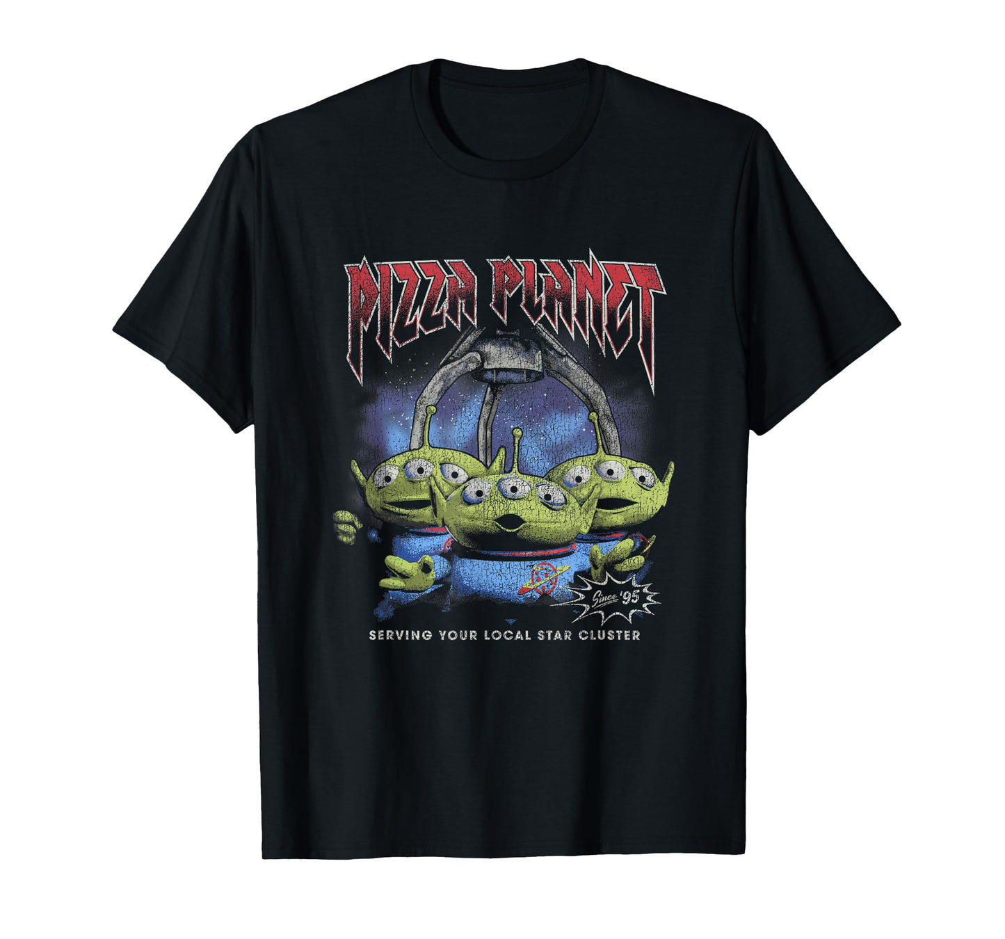 Disney Pixar Toy Story Pizza Planet Rock & Roll Aliens Retro T-Shirt
