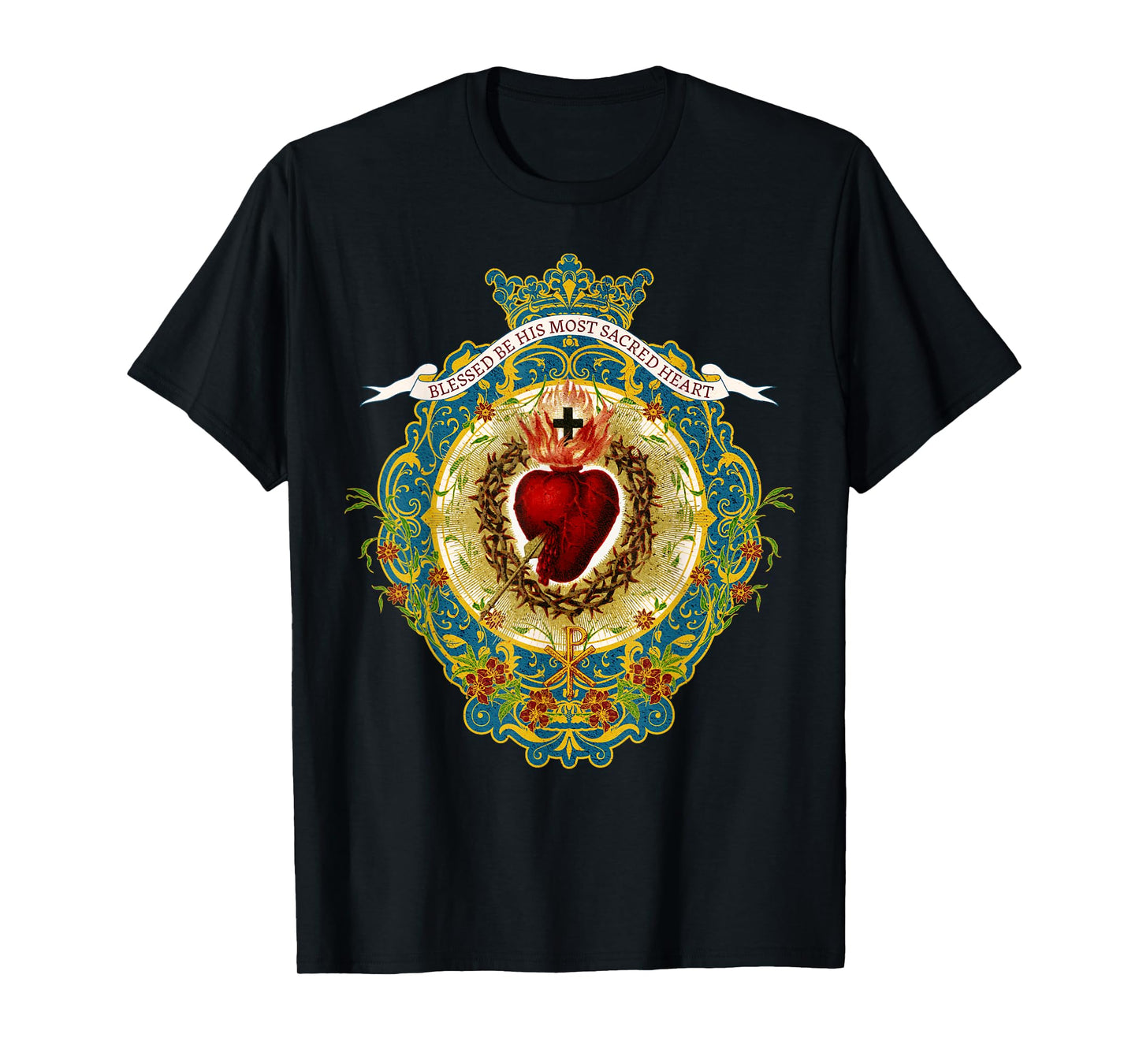 Sacred Heart of Jesus Symbol Divine Praises Vintage Catholic T-Shirt