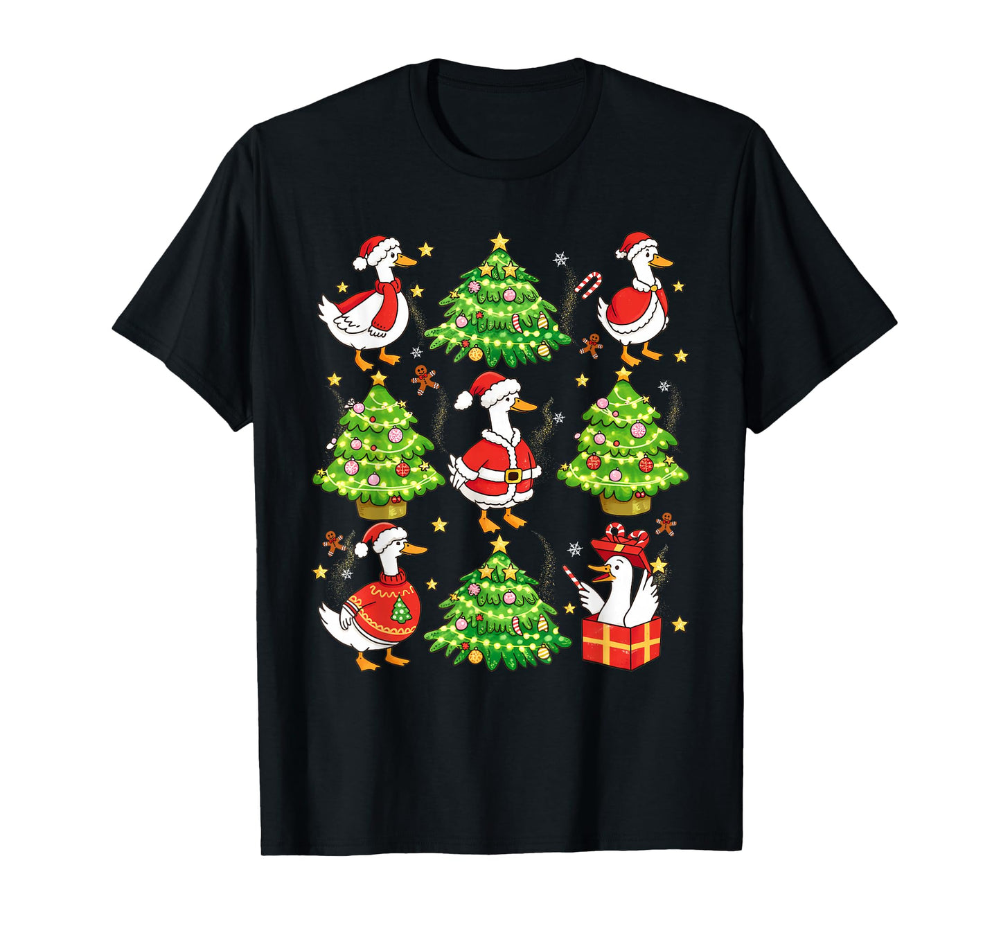Christmas Silly Goose Santa Xmas Tree Lights Men Women Kids T-Shirt